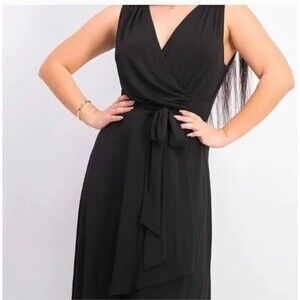 NWT 41 Hawthorn Black Leopard Print Tristana Knit Faux Wrap Dress Small D16